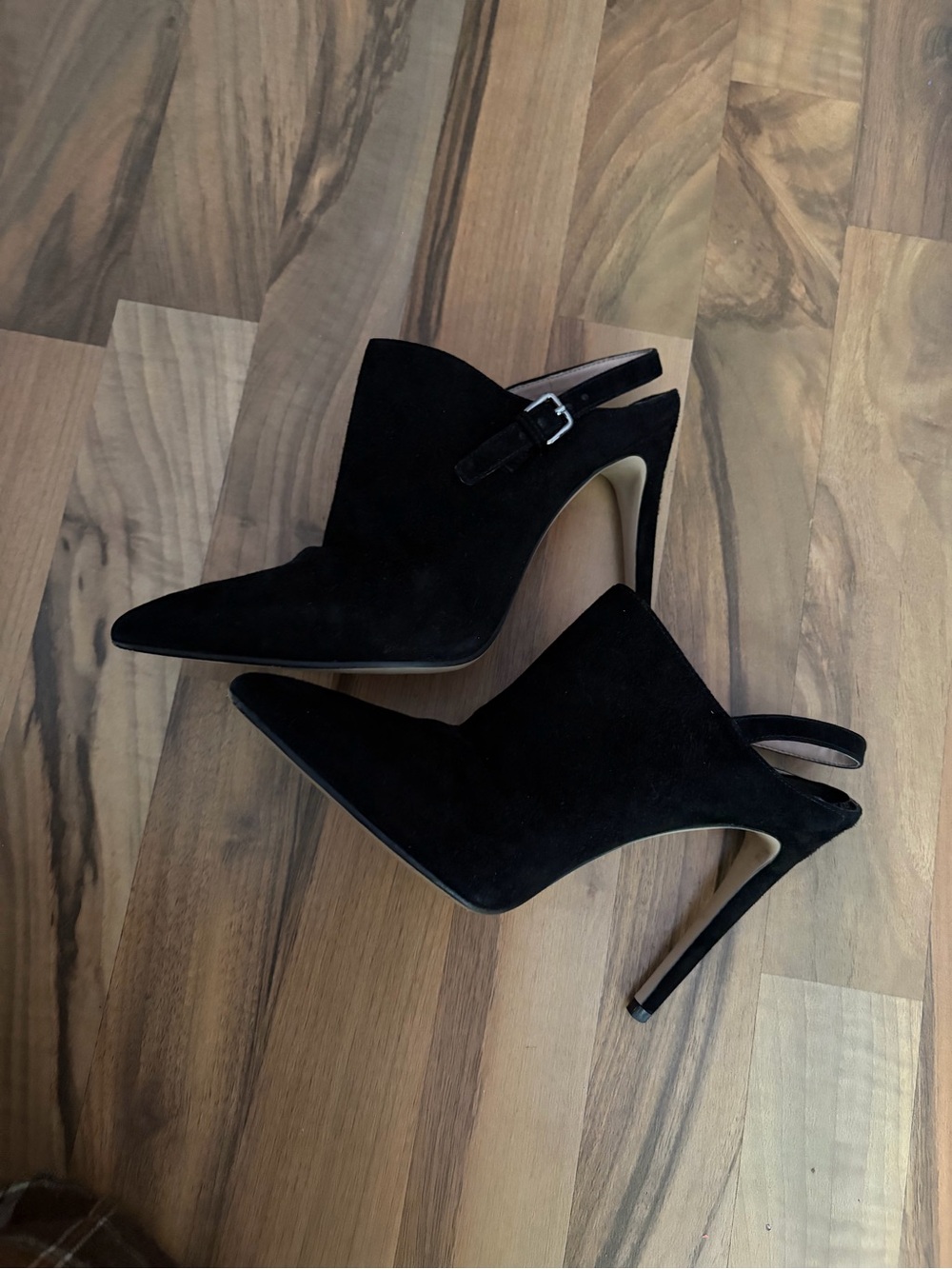 Miu Miu Black Suede Pointed-Toe Stiletto Slingback Heels / Boots, 6.5 / 37, EUC